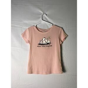 Y2K Mutts Organic Make New Friends Pink Textured Baby Tee Shirt Women's Small